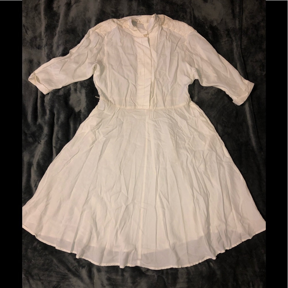 Vintage flowy sheen design plain basic midi dress